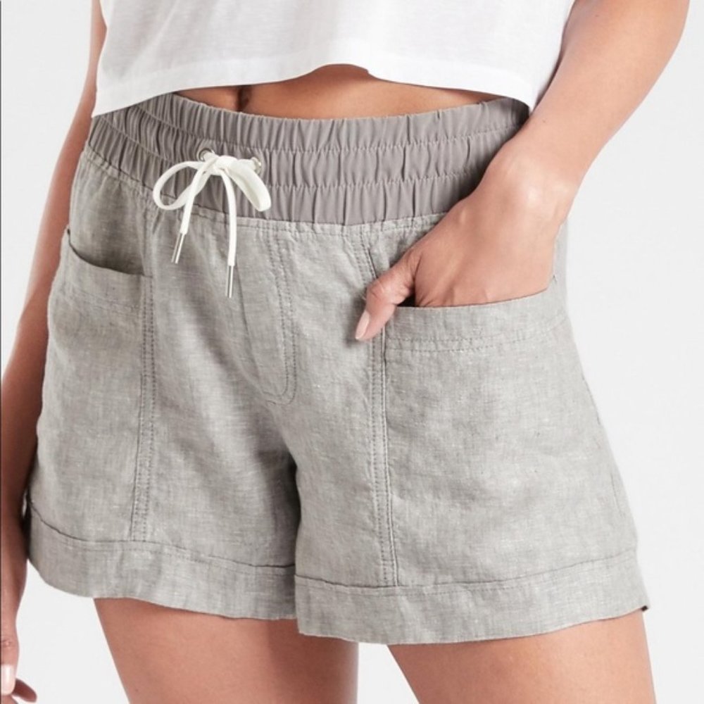 Athleta Womens Cabo Linen Short in Grey Size 2